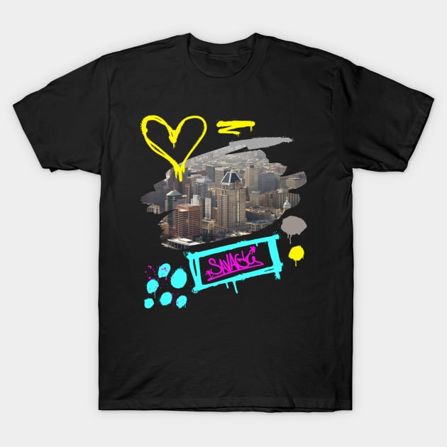 SAVAGE BALTIMORE CITY SKYLINE DESIGN T-Shirt by The C.O.B. Store